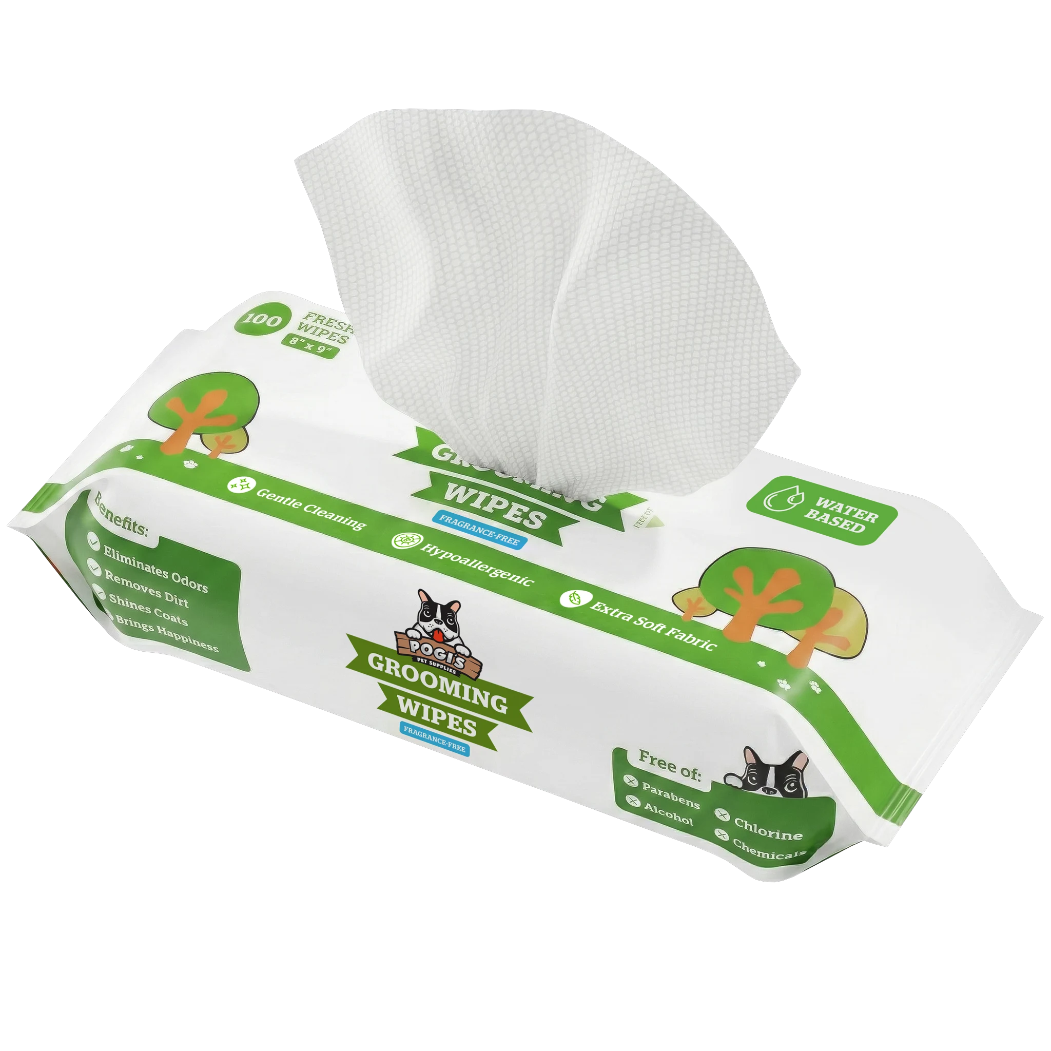 Pogi's Dog Wipes, extra-large bamboo-fiber grooming wipes, fragrance-free