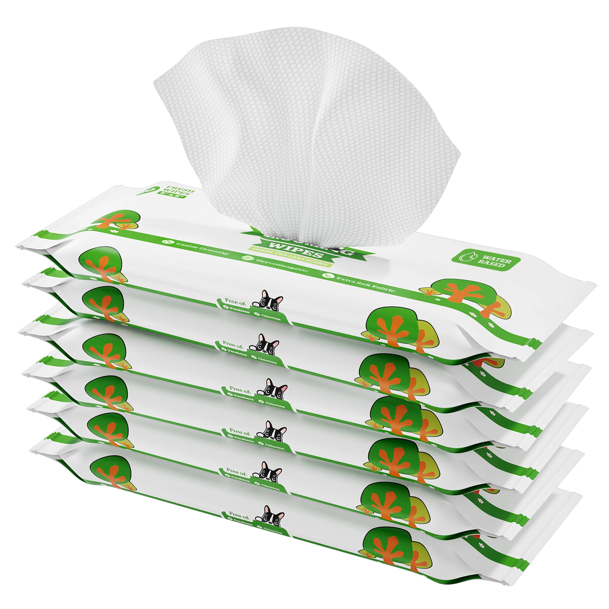 Pogi's Dog Wipes, extra-large bamboo-fiber grooming wipes, green tea scent, 6 travel