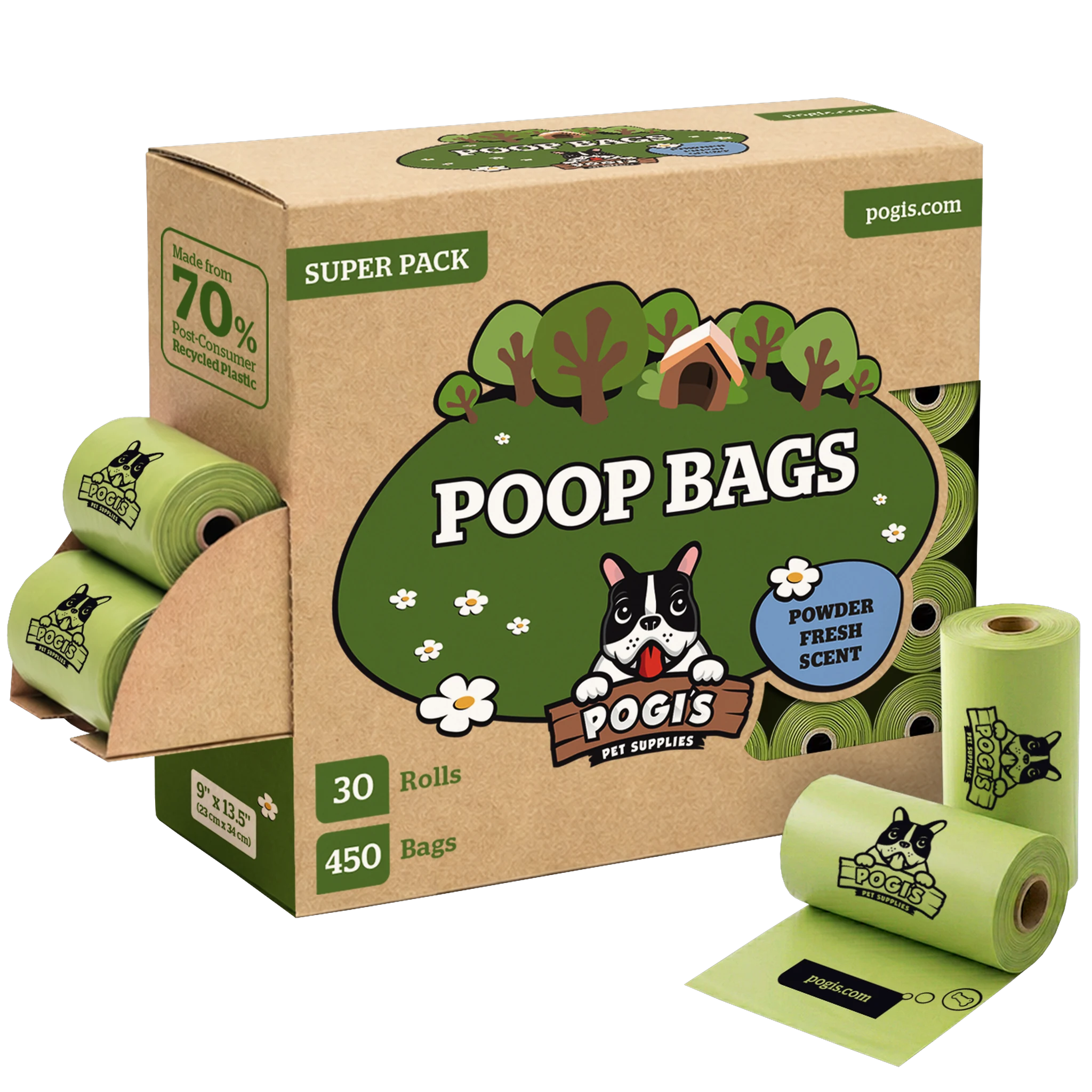 Pogi's Dog Poop Bags, extra-thick leak-proof dog waste bags