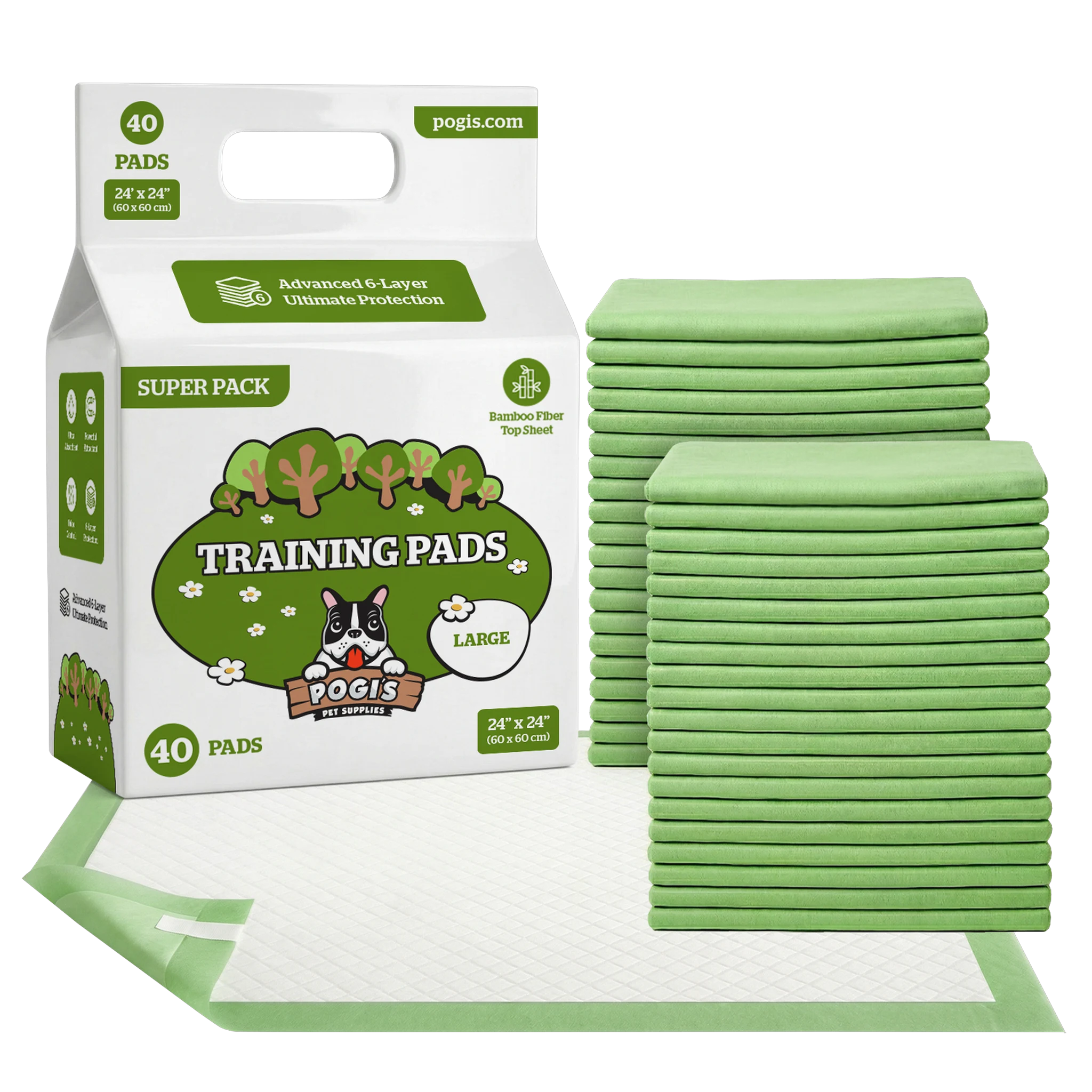 Pogi's Dog Training Pads, leak-proof puppy pee pads, 24x24
