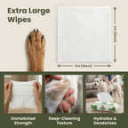 Pogi's Dog Wipes, extra-large bamboo-fiber grooming wipes, size chart